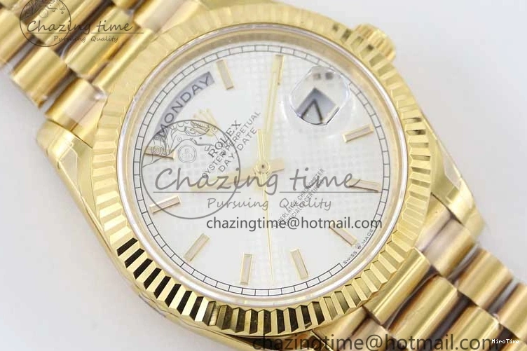 MiroTime 0121 Day Date 40mm YG 904L Steel TWF 1:1 Best Edition White Dial on YG Bracelet A FreshLook 2368